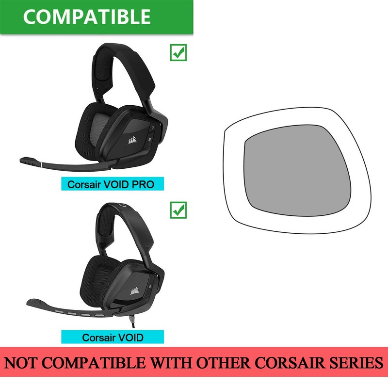 JARMOR Replacement Memory Foam & Mesh Fabric Ear Cushion Pads Cover for Corsair Void & Corsair Void PRO RGB Wired/Wireless Gaming Headset ONLY (Black/Grey) - Image 2